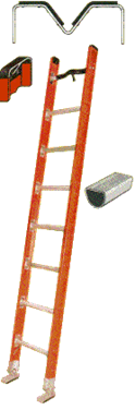 Escalera de plastico y fibra de vidrio hoja simple de apoyo